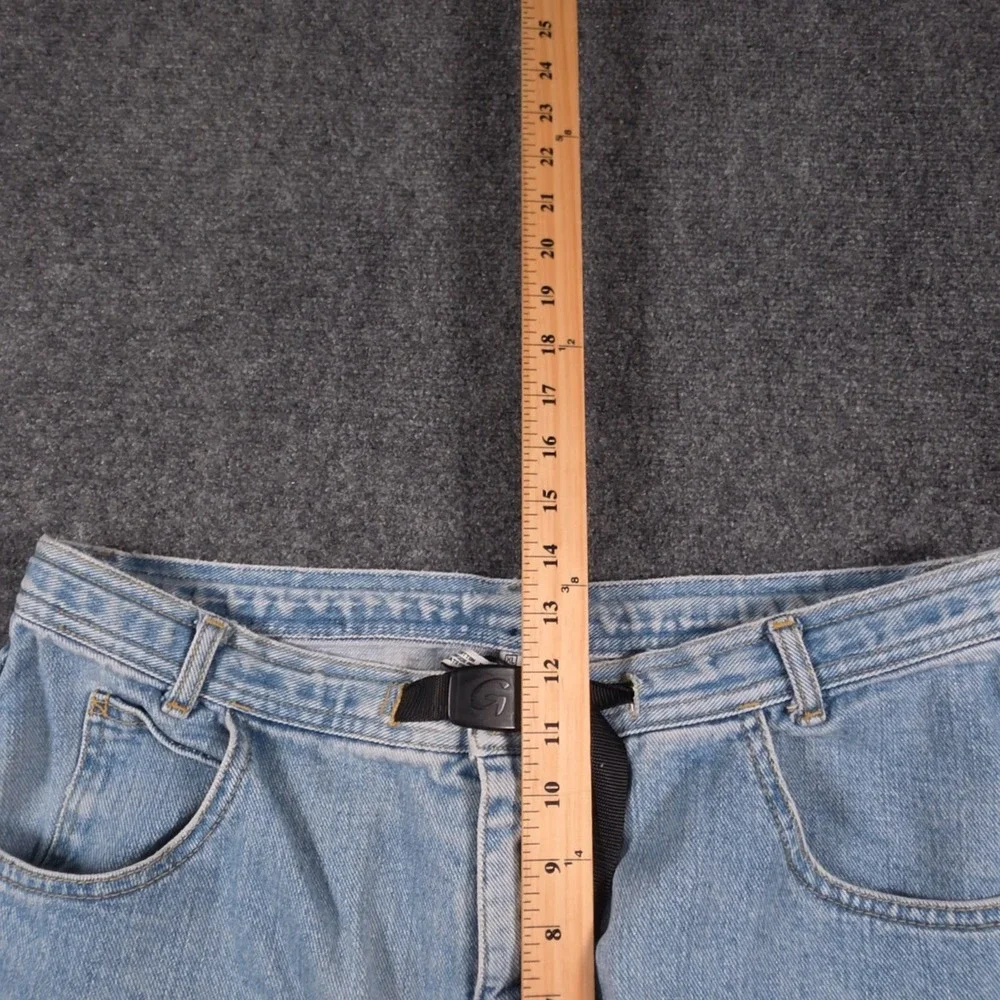 VTG Gramicci Jeans Mens XL 36x28 Blue Light Wash Denim Embroidered Made USA Belt